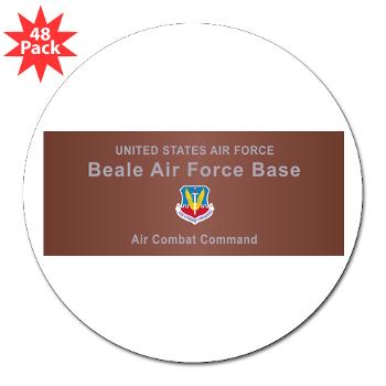 BAFB - M01 - 01 - Beale Air Force Base - 3" Lapel Sticker (48 pk)